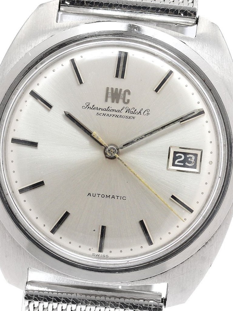 Iwc Schaffhausen Date Dial Black Cal8541b Silver Dial Automatic Mens
